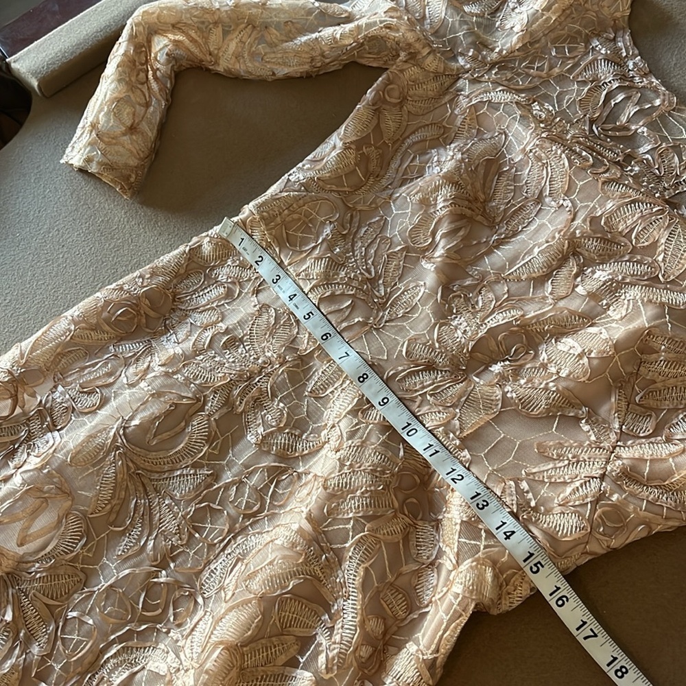 JS Collection Elegant Rose Gold Lace Long Sleeve Dress - 10 - Picture 6 of 12